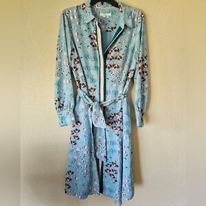 Boden Blue Floral Pippa Shirt Dress with Tie Waist Size 10P